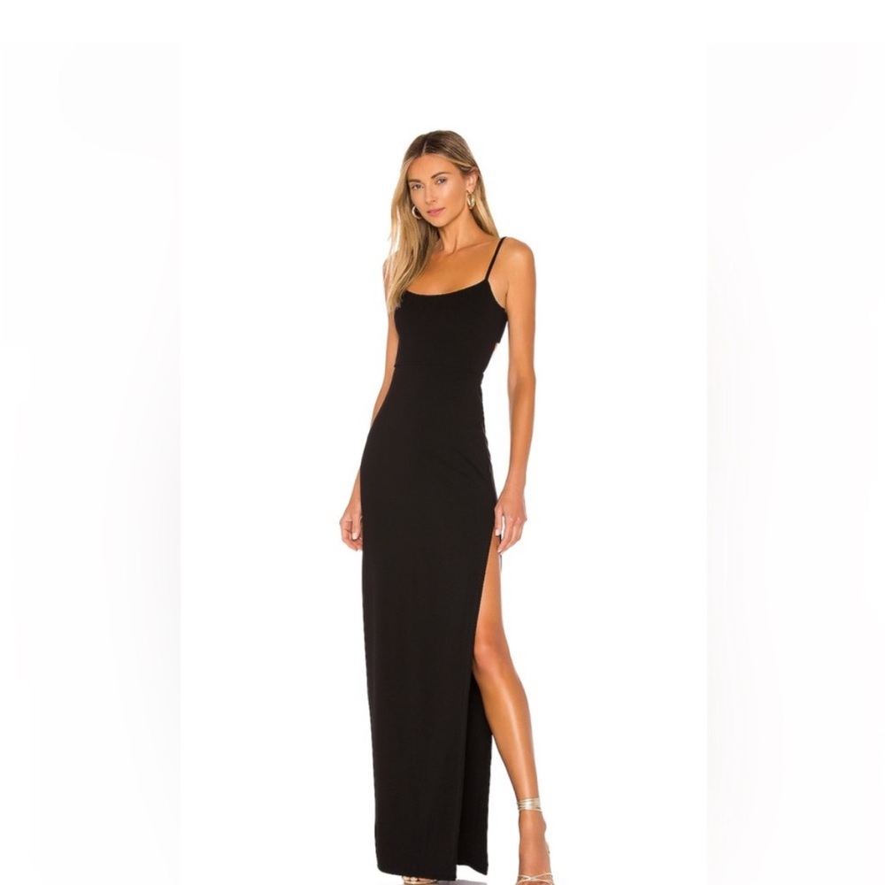 Lovers + Friends Black Slit Maxi Gown